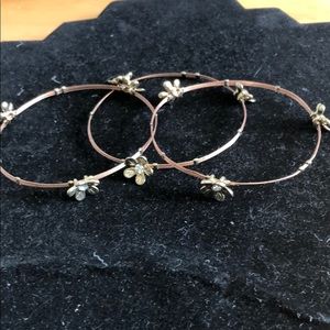 Copper Flower Pendent Bracelet, set of 3 Bracelets